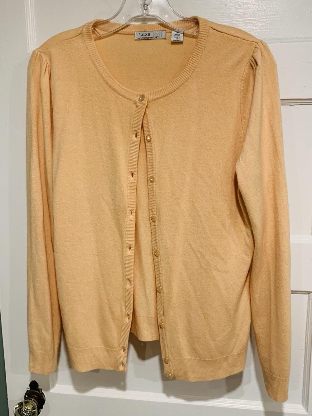 Mercer Street Studio Peach Women’s M Button Front Lightweight Acrylic Cardigan